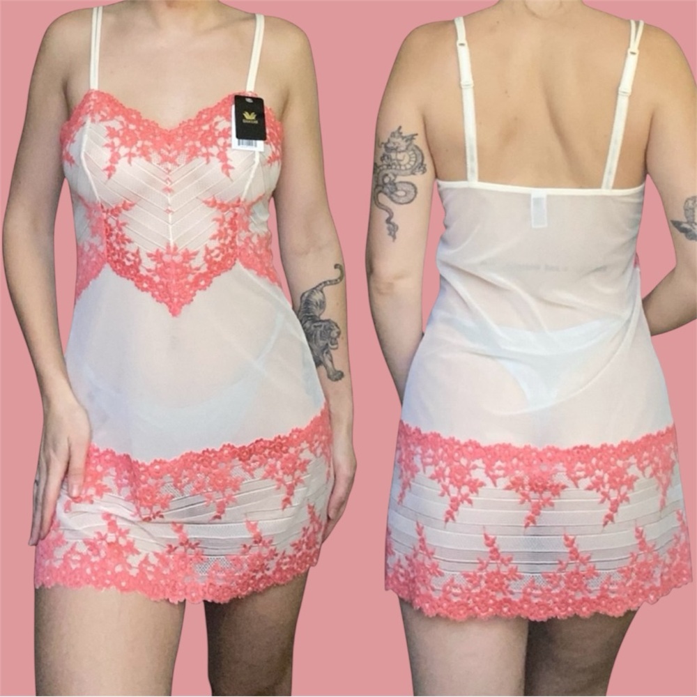 BNWT wacoal white and pink slip mini dress